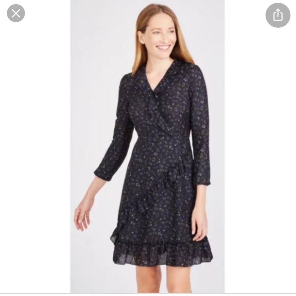 J. McLaughlin dress. Sonny Wildfleur Women’s dress. Black and purple. Size 8.